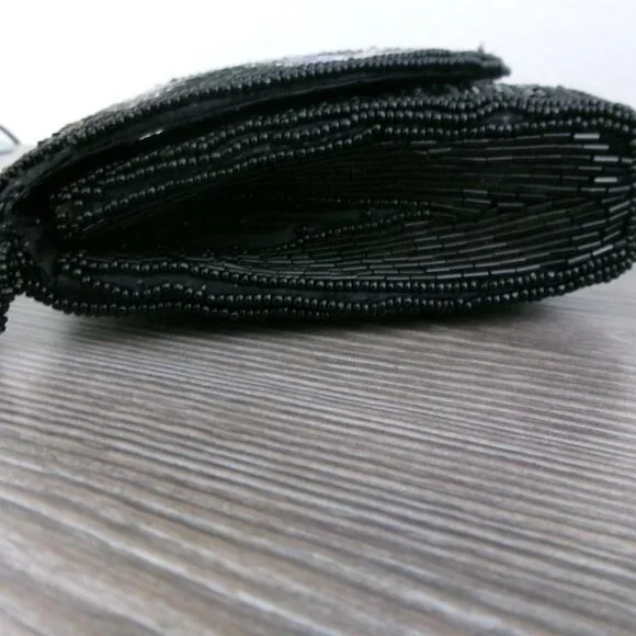 Vintage Beaded Art Deco Style Crossbody Purse Shoulder Bag Multi Color Black Red - Picture 9 of 13